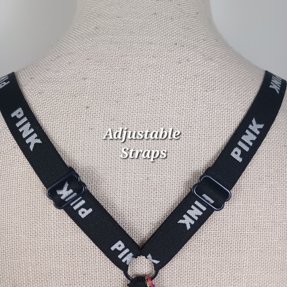 VS PINK Date Lace Racerback Push Up Bra 32DD Black Floral -Adjustable -Padded - Picture 5 of 15